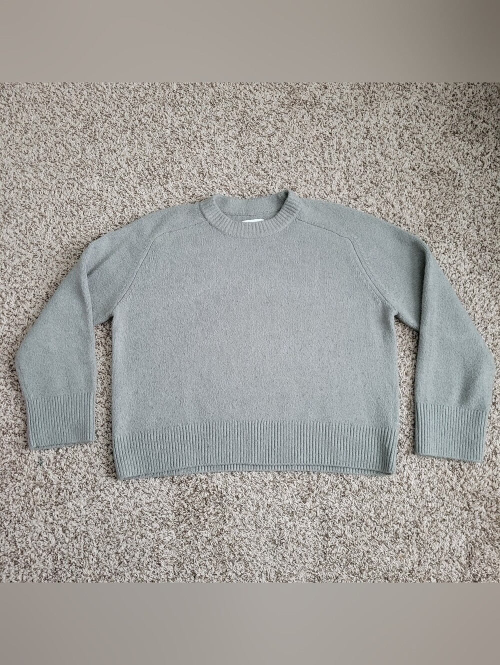 Abercrombie & Fitch Madeline Sweater Sage Green Crew Neck Ribbed Hem Medium